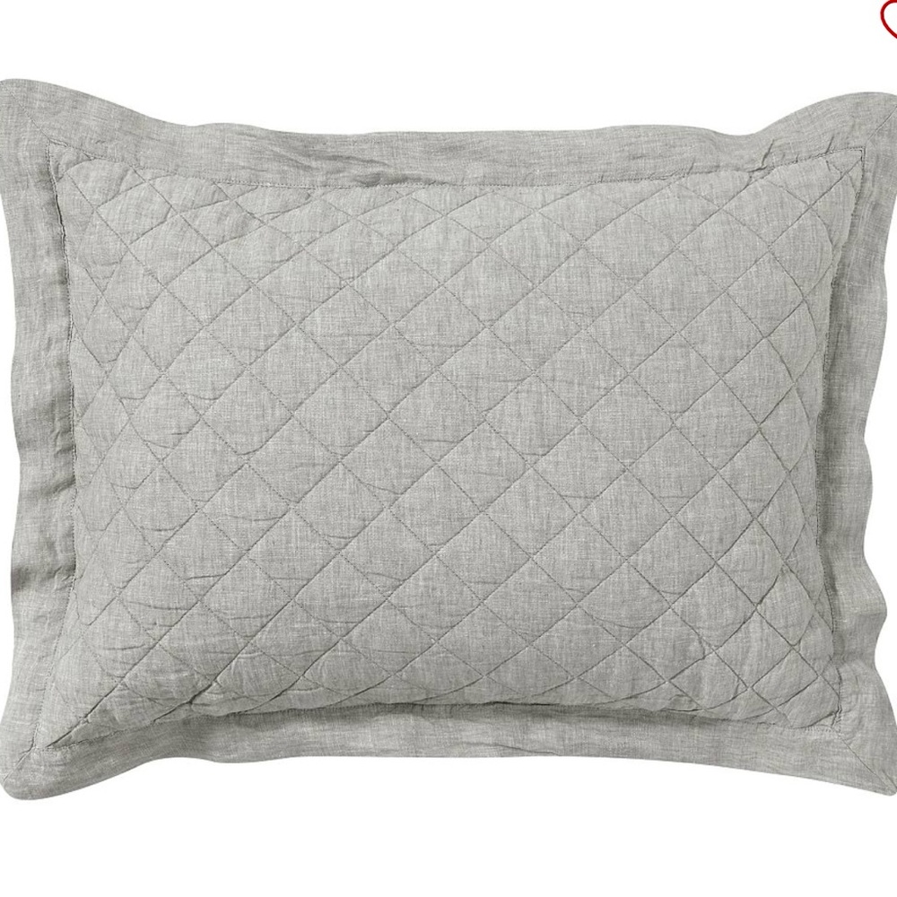 Pottery Barn Belgian Flax Linen Diamond Standard Shams, Flagstone, Set of 2